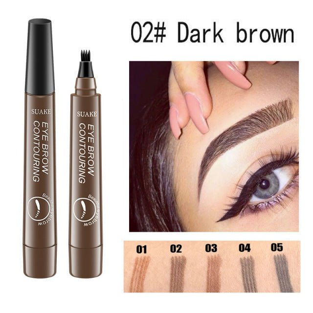 Waterproof Natural Eyebrow Pen Four-claw Eye Brow Tint Makeup three Colors Eyebrow Pencil Brown Black Grey Brush Cosmetics image 23