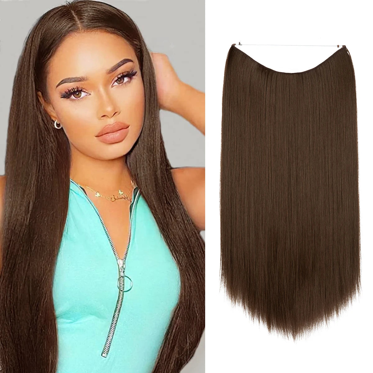 SARLA Halo Invisible Wire Synthetic Hair Extension-No Clip image 39