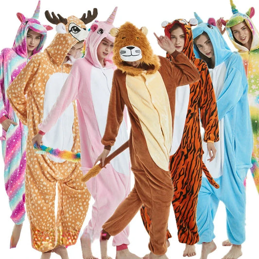Unisex Animal Onesies for Adults | Unicorn, Lion, Panda, Cat Kigurumi Pajamas & Winter Sleepwear image 0