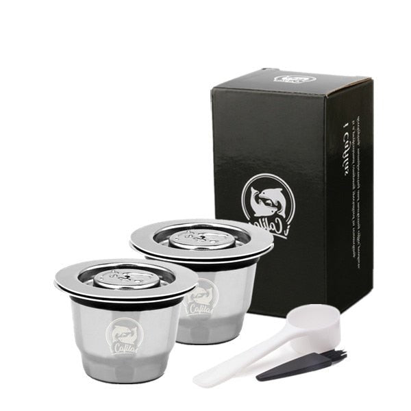 Nespresso Stainless Steel Refillable Coffee Capsule | Coffee Tamper Reusable Coffee Pod - 2 capsule image