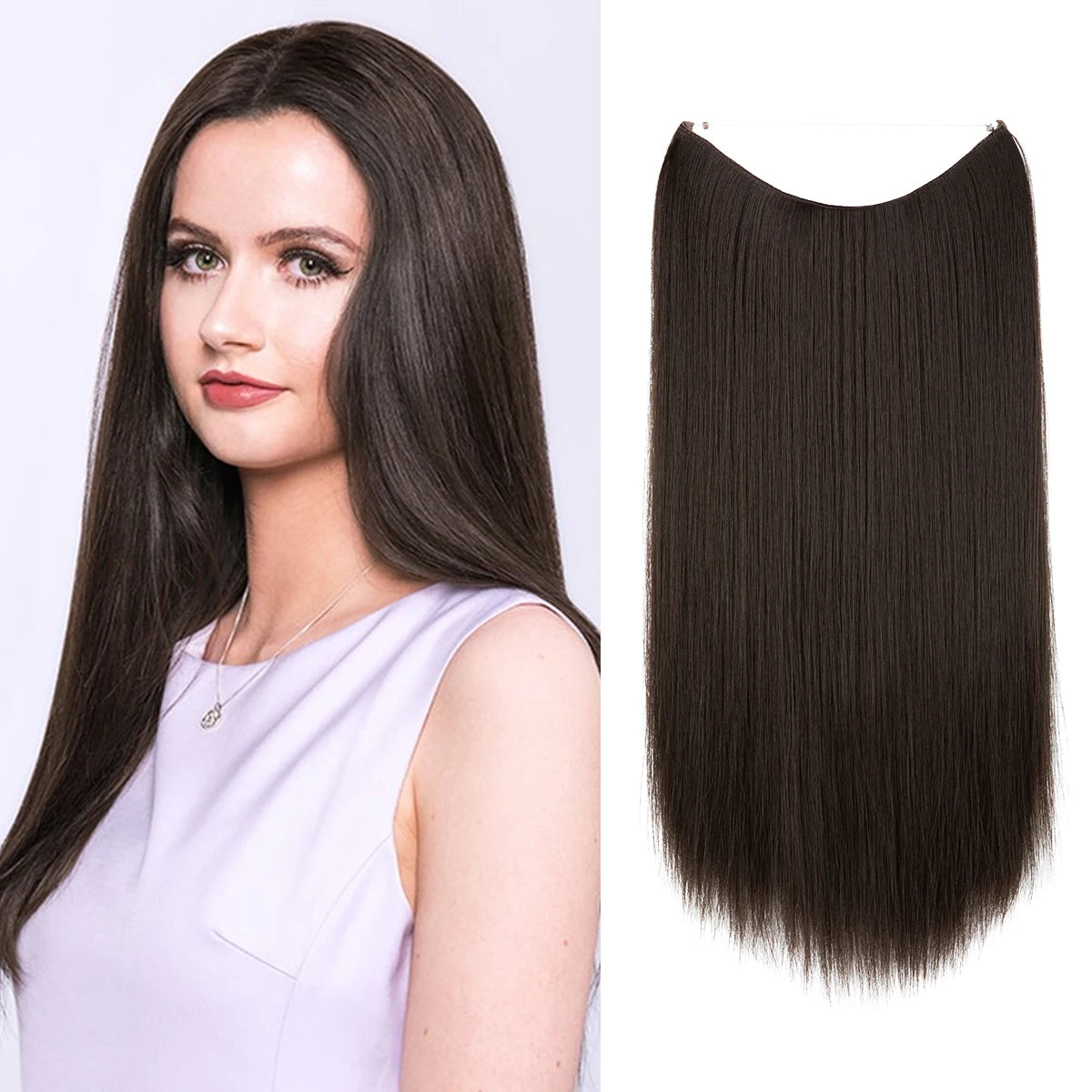 SARLA Halo Invisible Wire Synthetic Hair Extension-No Clip image 34