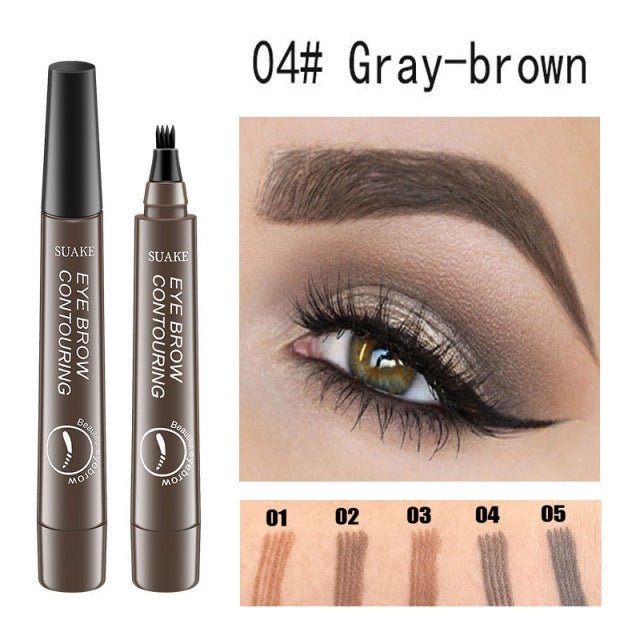 Waterproof Natural Eyebrow Pen Four-claw Eye Brow Tint Makeup three Colors Eyebrow Pencil Brown Black Grey Brush Cosmetics image 7