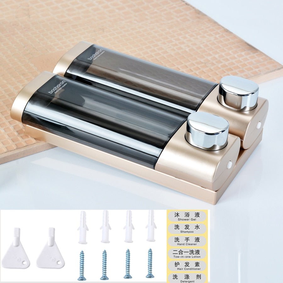 Liquid Soap Dispenser Wall Mount 300ml Bathroom Accessories Plastic Detergent Shampoo Dispensers Double Hand Kitchen Soap Bottle image 12