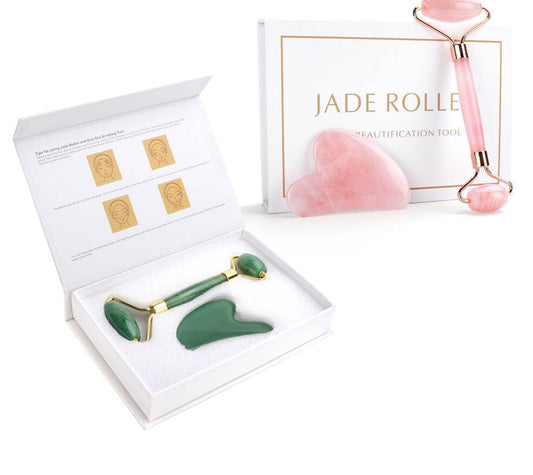 Rose Quartz Roller Slimming Face Massager | Natural Jade Facial Massage Roller Stone image 0