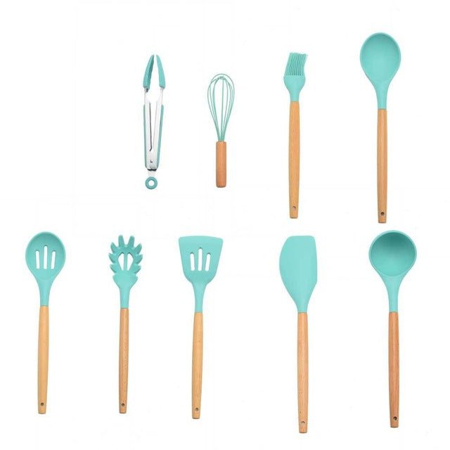 Heat Resistant Non-Stick Silicone Kitchenware Cooking Utensils Set With Storage Box Tools image 45