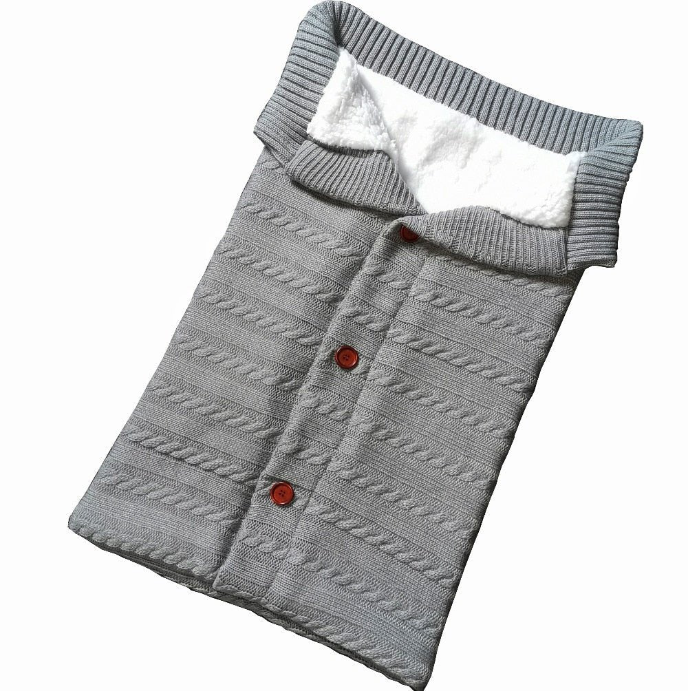 Newborn Baby Winter Warm Sleeping Bag ‚Äì Infant Button Knit Swaddle Wrap & Toddler Blanket Stroller Wrap image 15