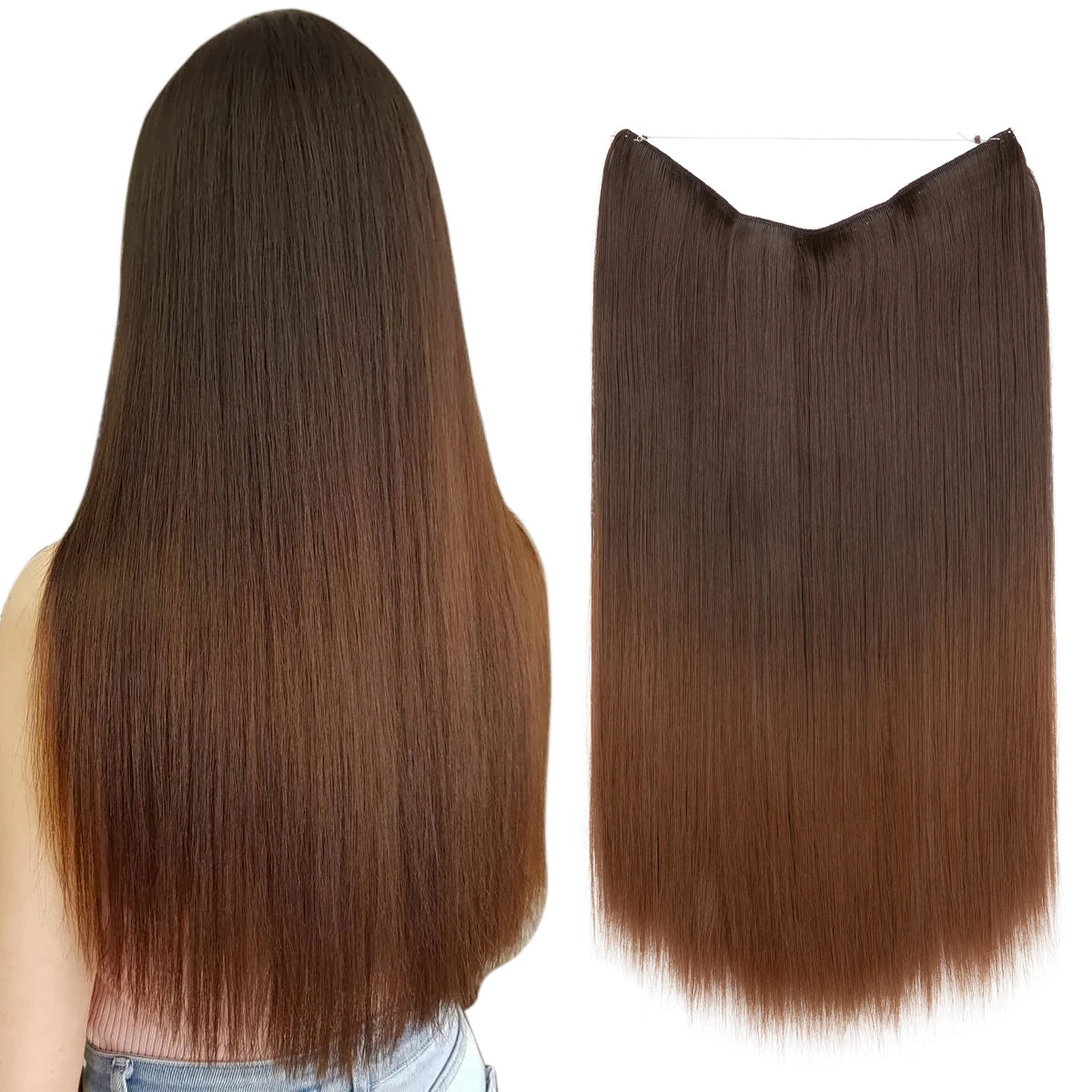 SARLA Halo Invisible Wire Synthetic Hair Extension-No Clip image 47