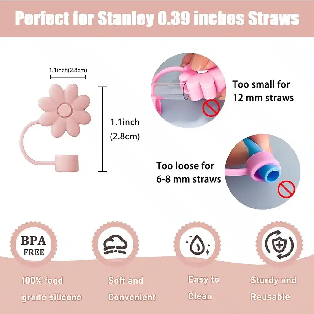 9-Piece Stanley Cup Accessories Set: Spill-Proof Stoppers, Straw Covers, & Flower Charm image 12