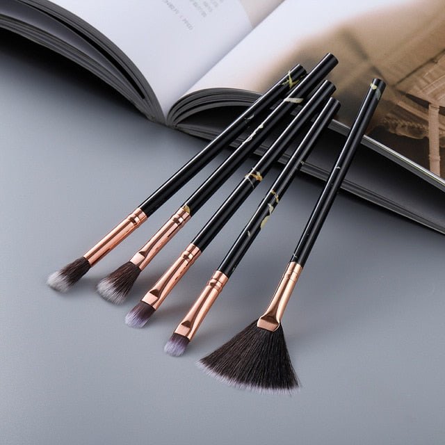 15Pcs Cosmetic Powder Eye Shadow Foundation Makeup Brushes Tool Set - Eye 5pcs black image