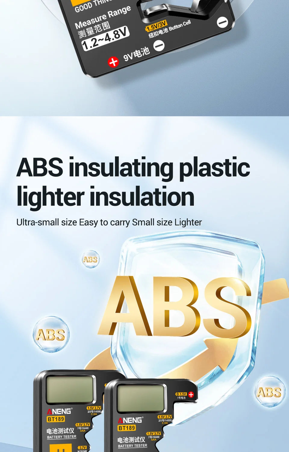 ANENG BT189 Button Cell Battery Tester ‚Äì Universal LCD Display for 9V, AA, AAA, N, D Batteries & Power Bank Detectors image 11