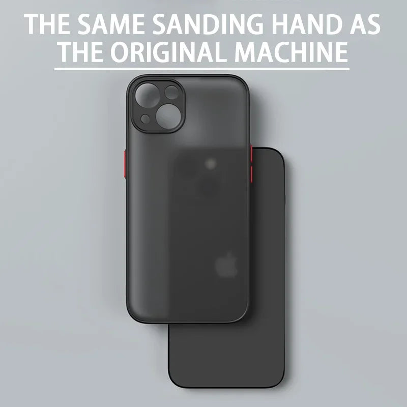 Shockproof Thin Matte Case For iPhone 15 14 13 12 11 Pro Max XR XS X 8 Plus Mini Silicone Bumper Clear Hard PC Protective Cover image 4