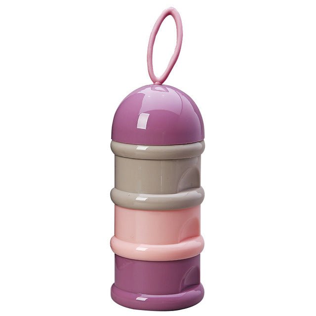 3 layer Frog Style Portable Baby Food Storage Box | Essential Kid's Food Container - Purple-No Ear image