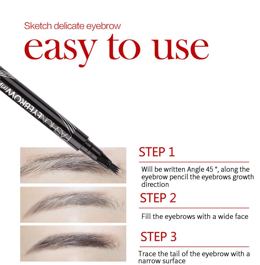 Waterproof Natural Eyebrow Pen Four-claw Eye Brow Tint Makeup three Colors Eyebrow Pencil Brown Black Grey Brush Cosmetics image 12