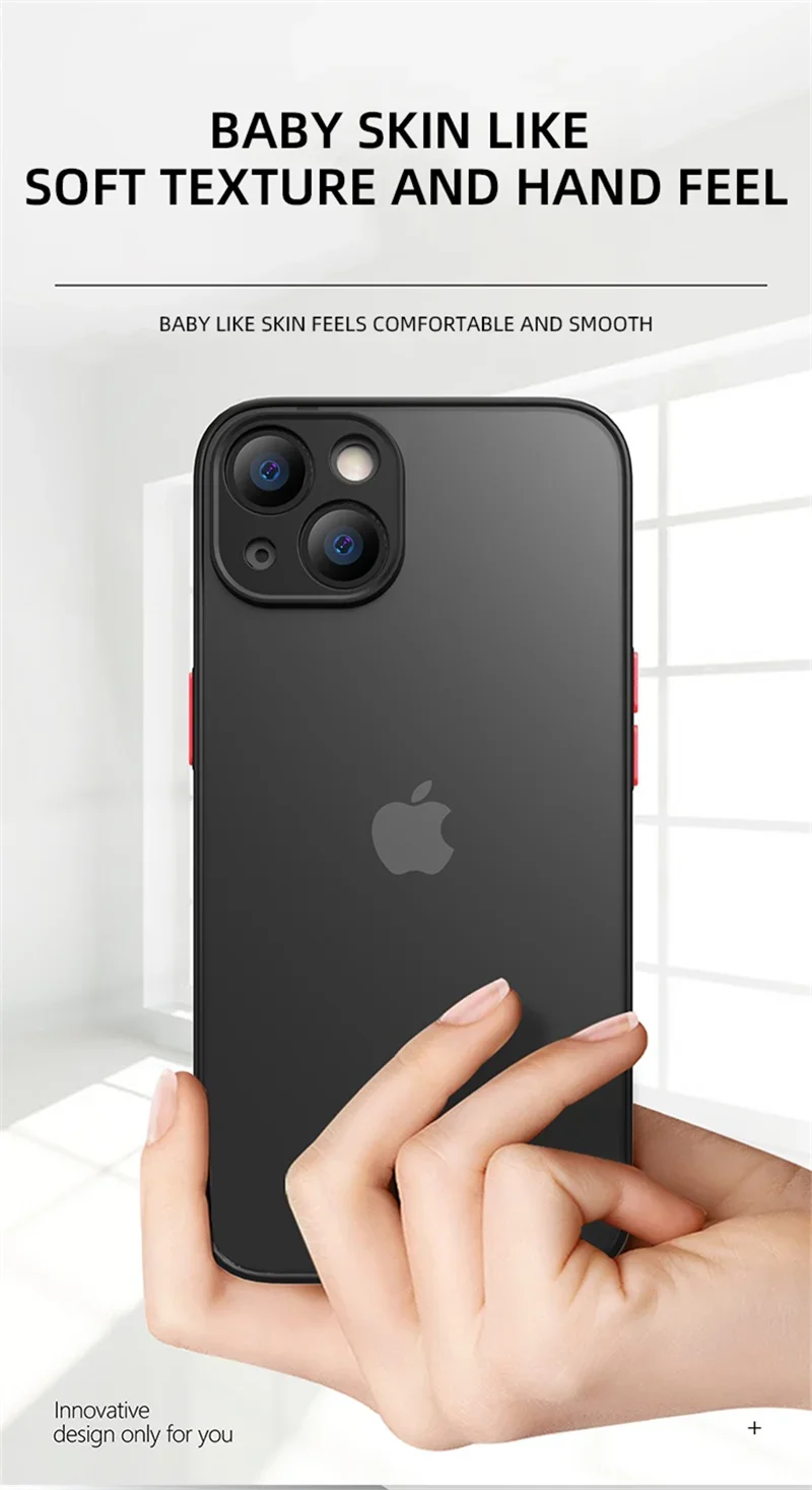 Shockproof Thin Matte Case For iPhone 15 14 13 12 11 Pro Max XR XS X 8 Plus Mini Silicone Bumper Clear Hard PC Protective Cover image 15