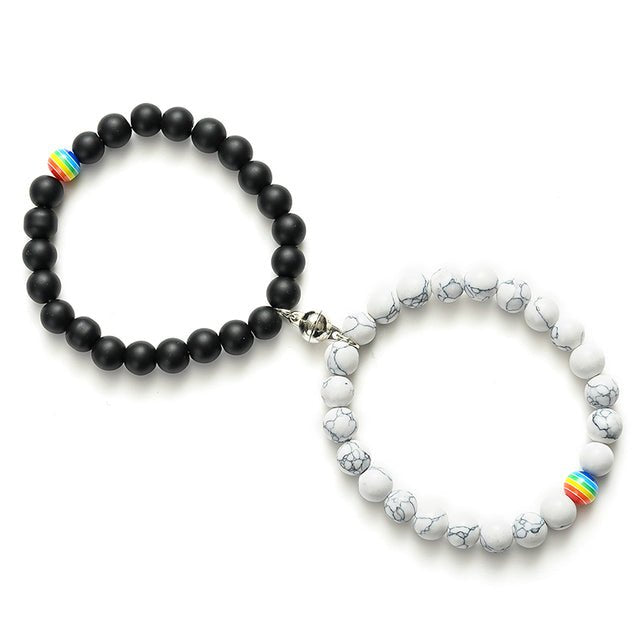 2Pcs/Set Couples Classic Natural Stone Beaded Bracelets image 1