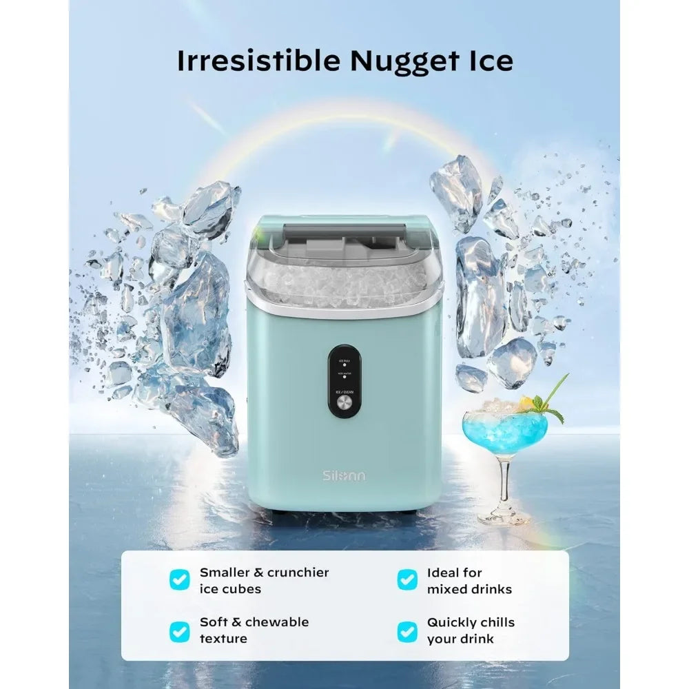 Nugget Countertop Ice Maker | Silonn Chewable Pellet Ice Machine with Self-Cleaning Function - 33lbs/24H image 1