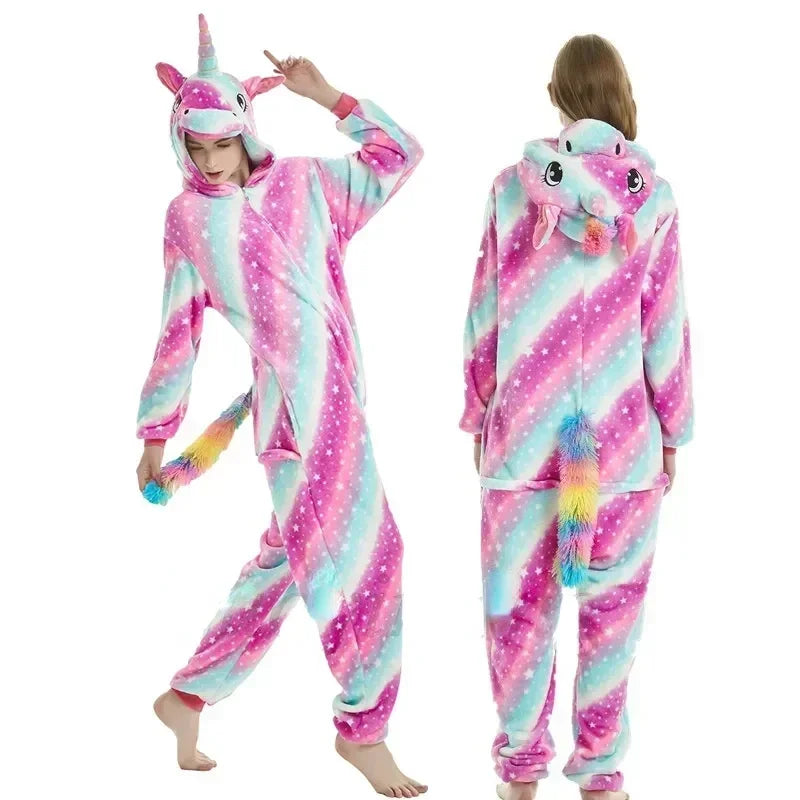 Unisex Animal Onesies for Adults | Unicorn, Lion, Panda, Cat Kigurumi Pajamas & Winter Sleepwear image