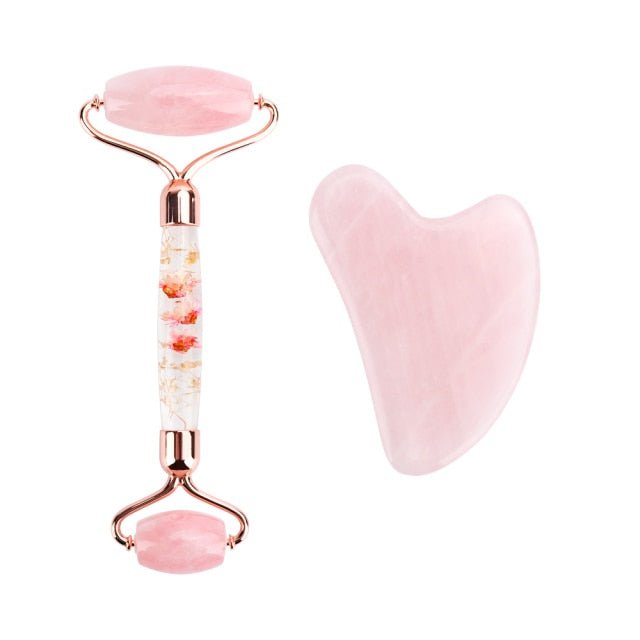 Rose Quartz Roller Slimming Face Massager | Natural Jade Facial Massage Roller Stone image 8
