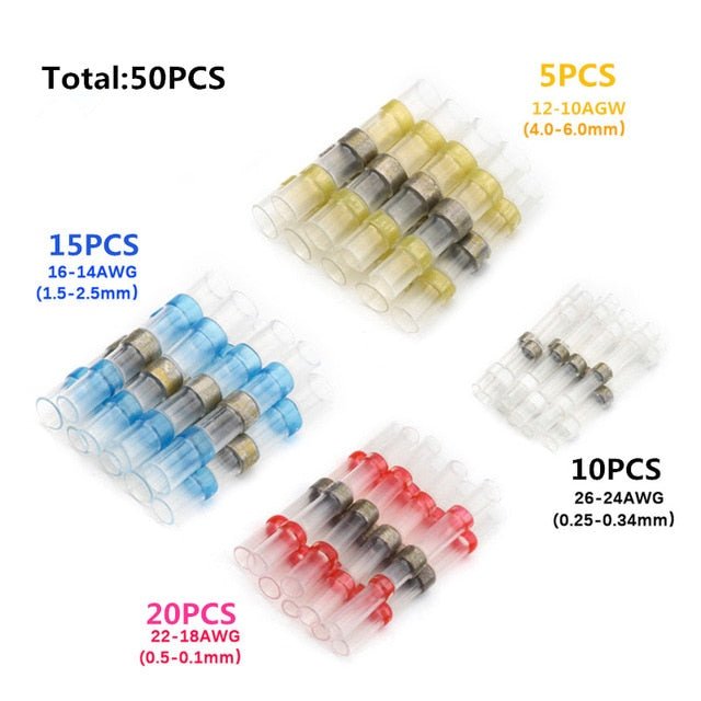 250/100Pcs Solder Seal Wire Connectors - Heat Shrink Solder Butt Connectors - Solder Connector Kit - 50Pcs 2 image