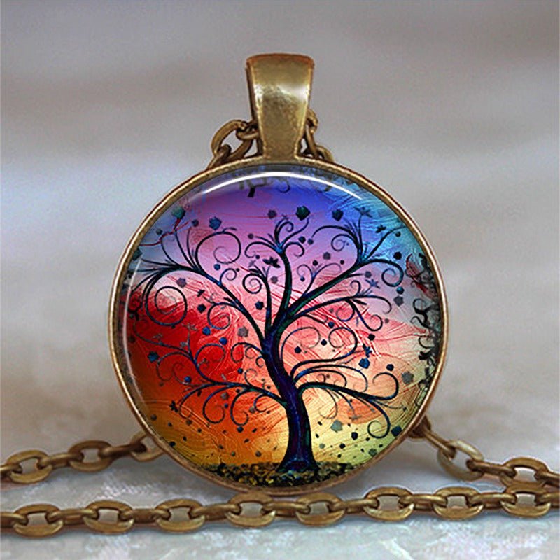 Tree Of Life Glass Cabochon Statement Necklace & Pendant Jewelry image 9