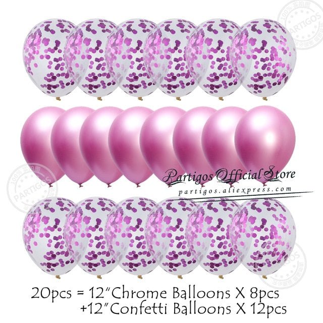 20pcs Confetti Chrome Birthday Party Decors Wedding Decoration New Year Balloon Set image