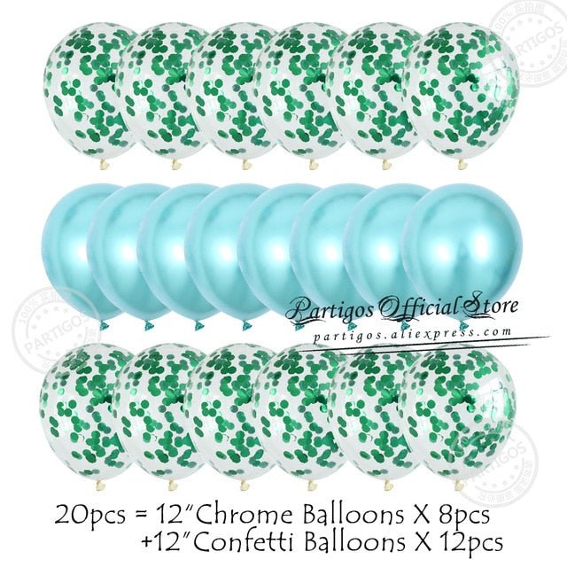 20pcs Confetti Chrome Birthday Party Decors Wedding Decoration New Year Balloon Set image