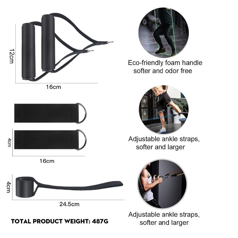 Exercise Resistance Bands Set with Door Anchor Legs Ankle Straps for Resistance Training Physical Therapy Home Workouts image 25