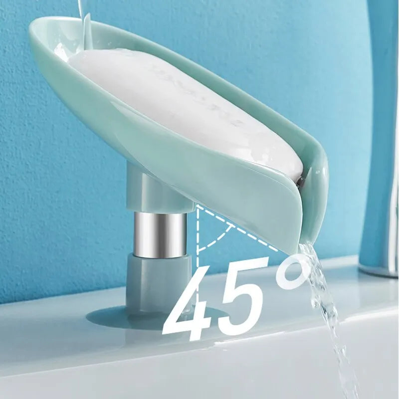 2pcs Leaf Shape Drain Soap Holder | Suction Cup Tray for Shower, Kitchen & Bathroom image 2