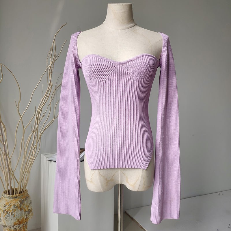 DEAT Cashmere Square Full Sleeves Elastic High Waist Sexy Pullover image 17