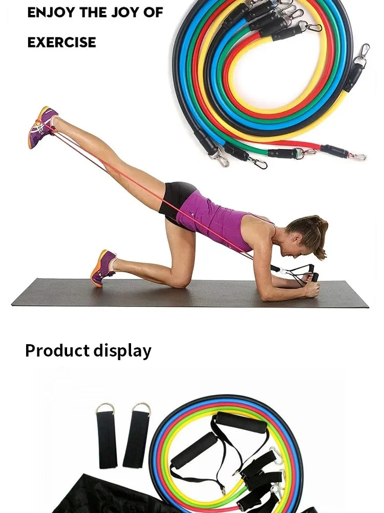 11pcs TPE Elastic Resistance Fitness Band Pull Set image 14