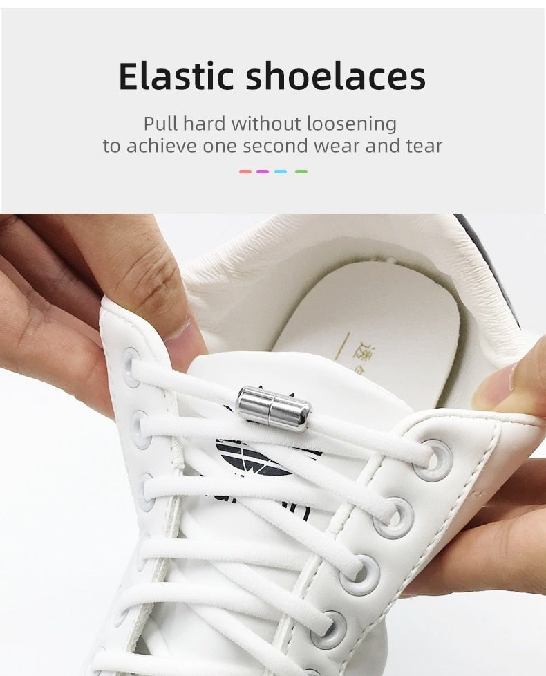 Elastic No Tie Semicircle Metal Lock Shoe Laces For Kids and Adult Sneakers and All Shoes image 50