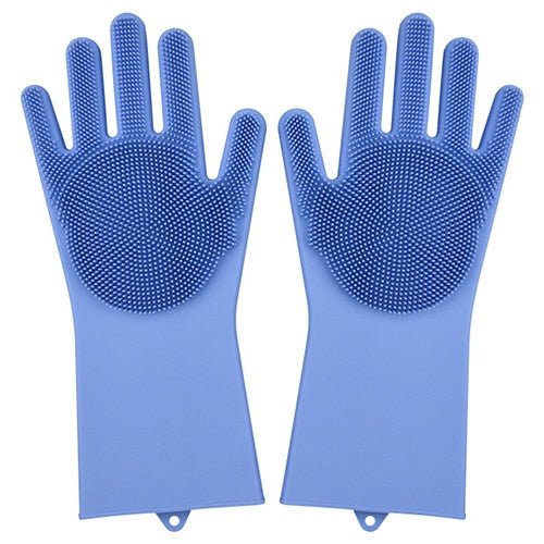 2PCS Multifunction Silicone Dishwashing Cleaning Gloves - BLUE image