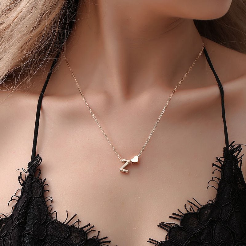 Personalized Tiny Heart Necklace ‚Äì Dainty Initial Letter Pendant Jewelry image 1