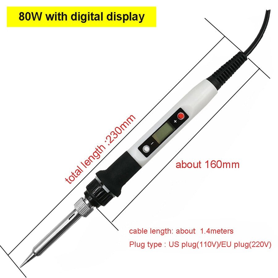 80W Digital Electric Soldering Iron 220V 110V Temperature Adjustable LCD display Solder welding iron tool kit image 16