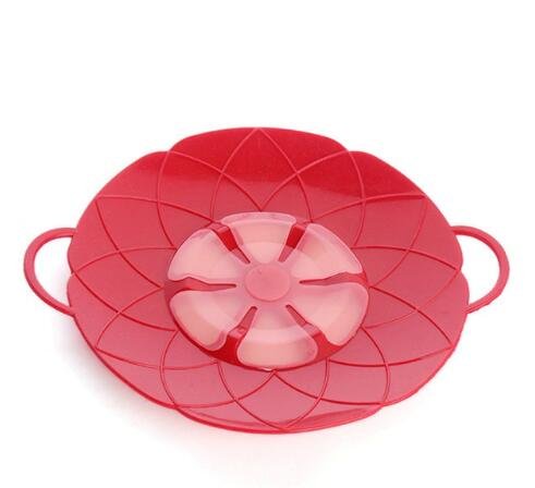 Silicone Lid Spill Stopper Cover For Pots and Pans - RED image