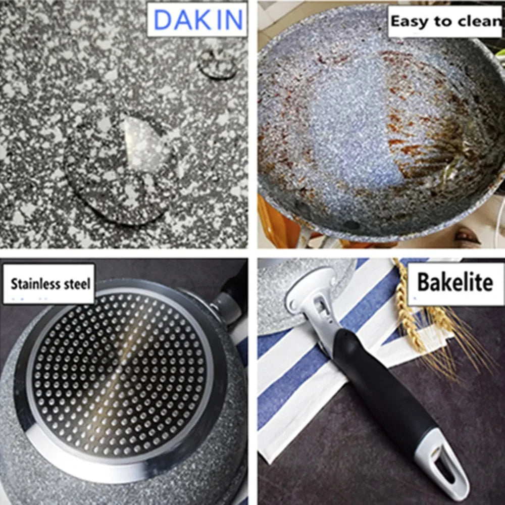 Durable Stone Frying Pan28/26/24/20cm Wok | Non-stick Pan Skillet Cauldron Induction Cooker Pans | Pancake Egg Gas Stove image 5