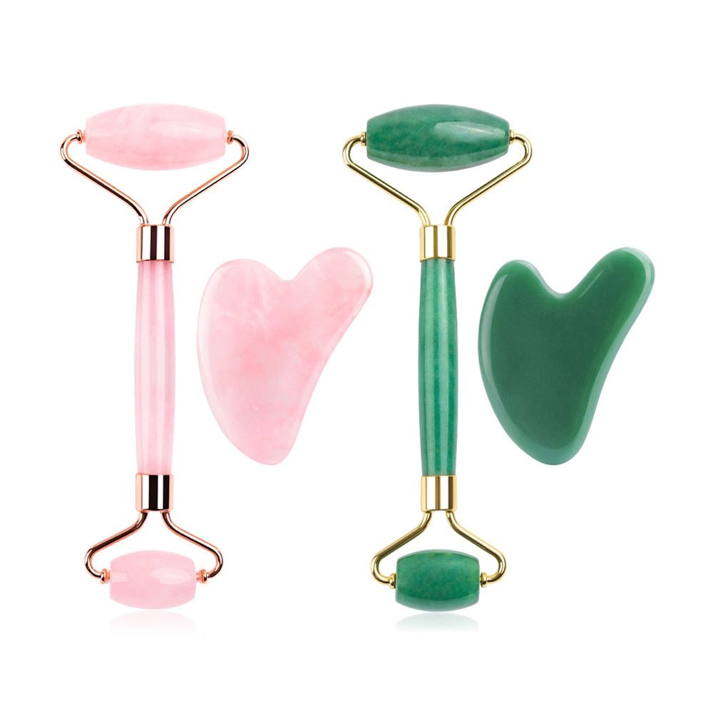 Rose Quartz Roller Slimming Face Massager | Natural Jade Facial Massage Roller Stone image 4