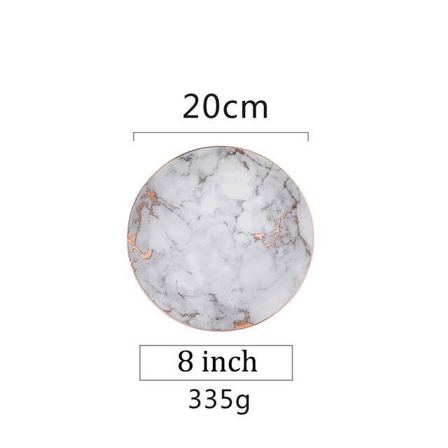 1Pc European Style Marble Gold Inlay Porcelain Plate image 0