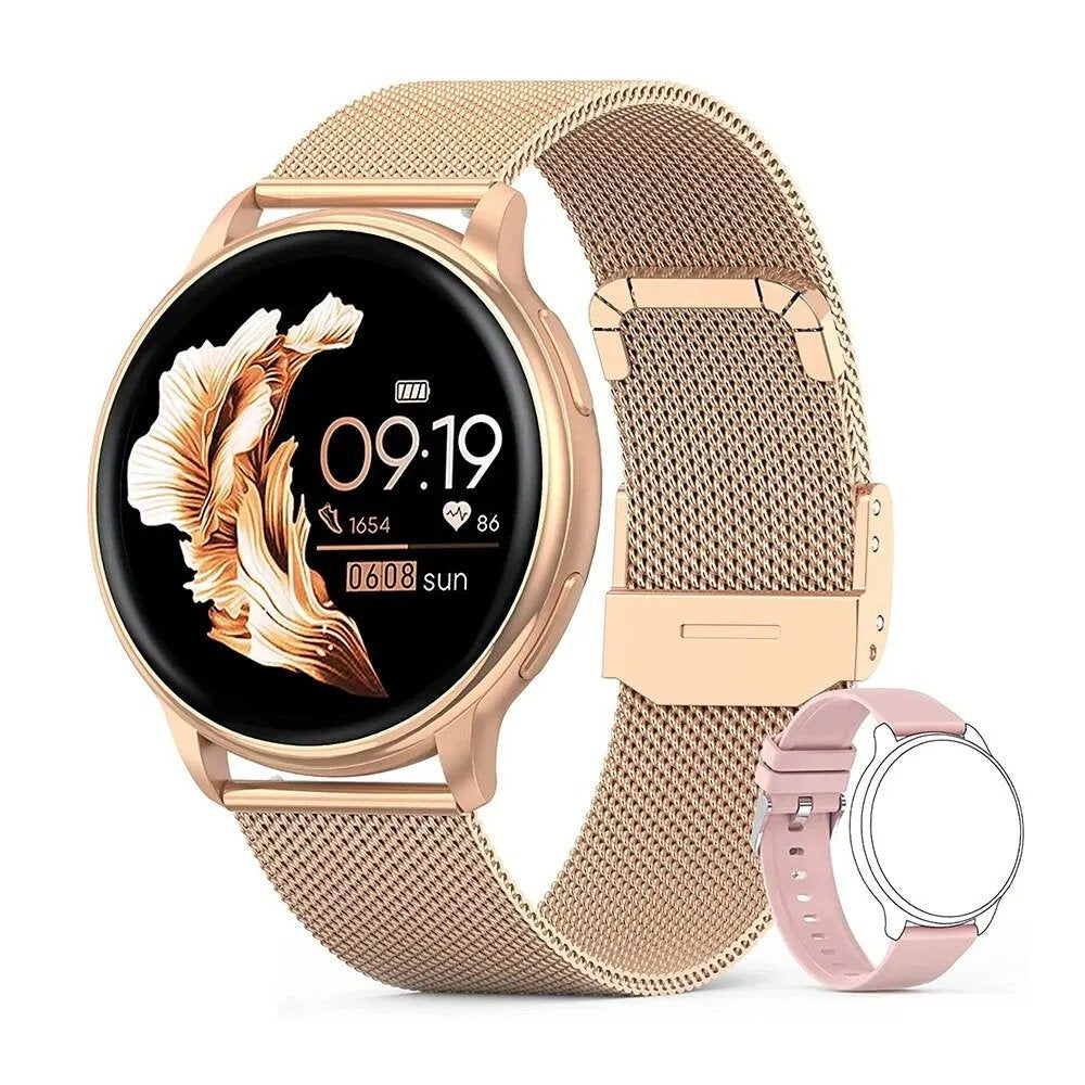 IP68 Bluetooth Call Smart Watch | Women Custom Dial Watches | Men Sport Fitness Tracker Heart Rate Smartwatch For Android IOS - Rosegold image