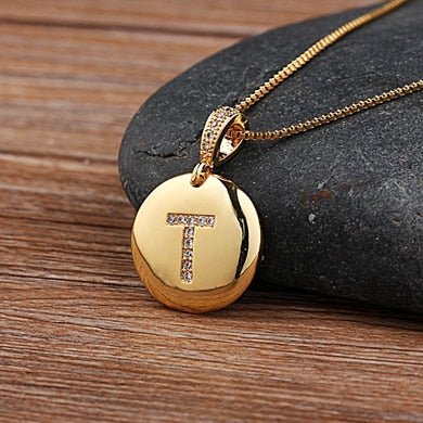 Top Quality Personalized Gold Letters Women and Girls Initial Letter Necklace - T image