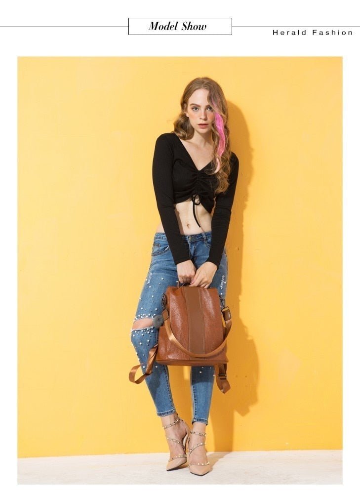 HERALD Women Quality Leather Backpack image 7
