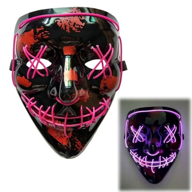 Halloween LED Purge Mascara Costume DJ Party Light Up Glow In Dark Masks image