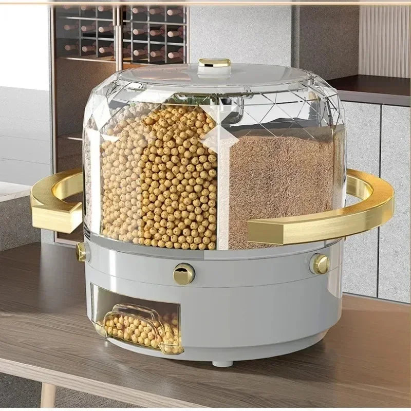 360 Degree Rotating Rice Dispenser Food Container Storage Box image 12