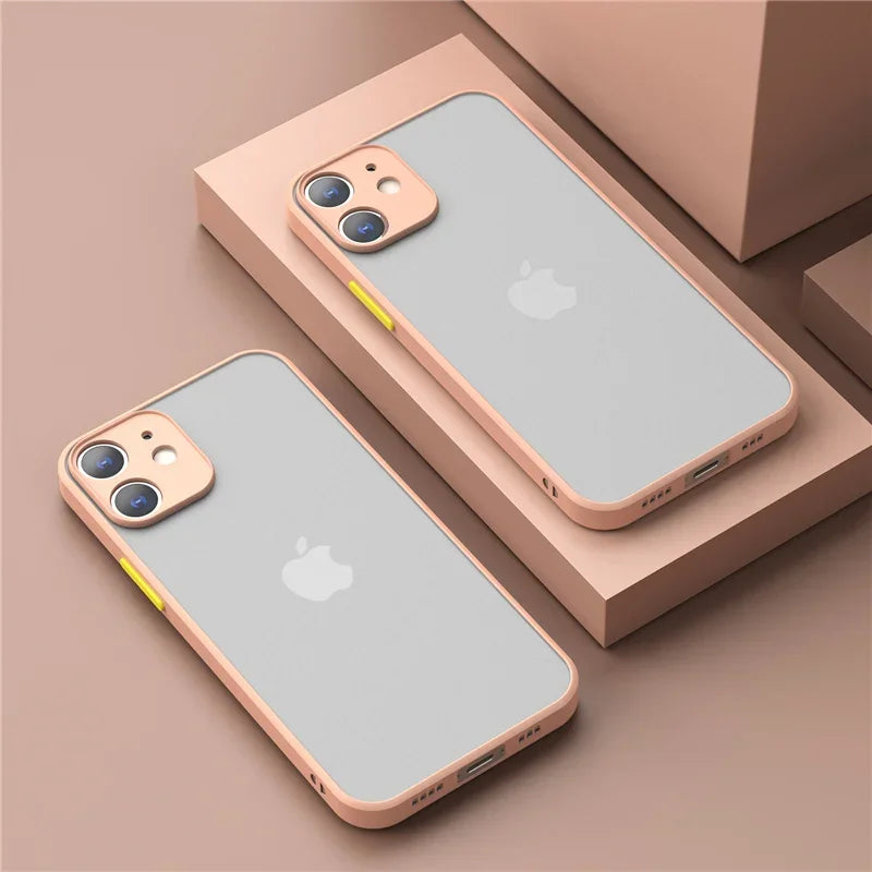 Shockproof Thin Matte Case For iPhone 15 14 13 12 11 Pro Max XR XS X 8 Plus Mini Silicone Bumper Clear Hard PC Protective Cover image 6