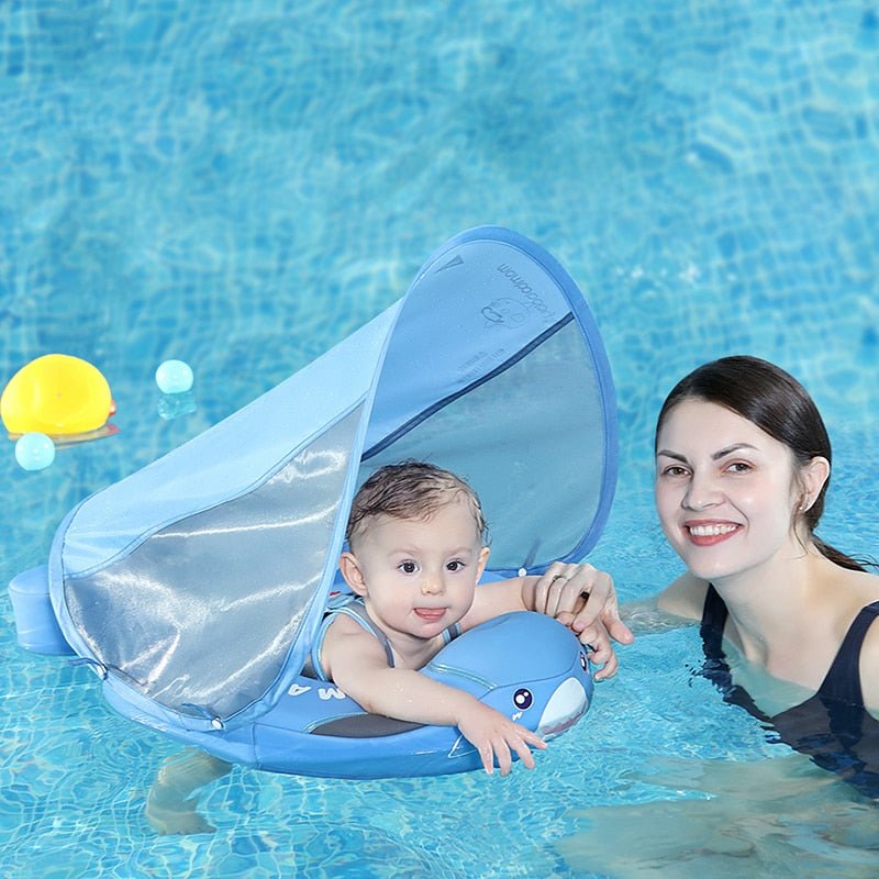 Non-Inflatable Baby Smart Swimming Float Ring Trainer with Sunshade image 14