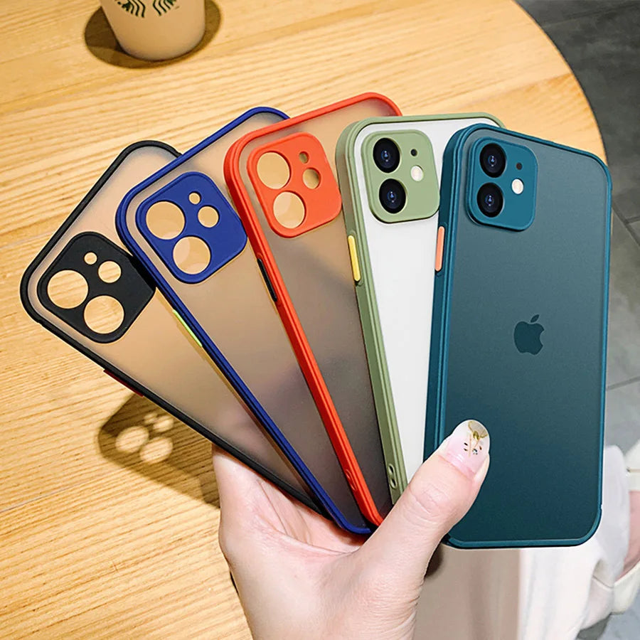 Luxury Shockproof Armor Matte Case For iPhone 14 13 11 12 Pro Max Mini XR XS X 7 8 Plus Soft Silicone Bumper Clear Hard PC Cover image 19
