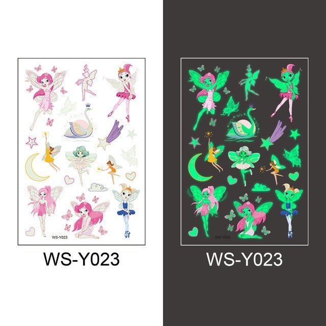Luminous Temporary Fake Tattoos Glow Paste Mermaid Tattoo Stickers for Children Body Art - NO.3 image