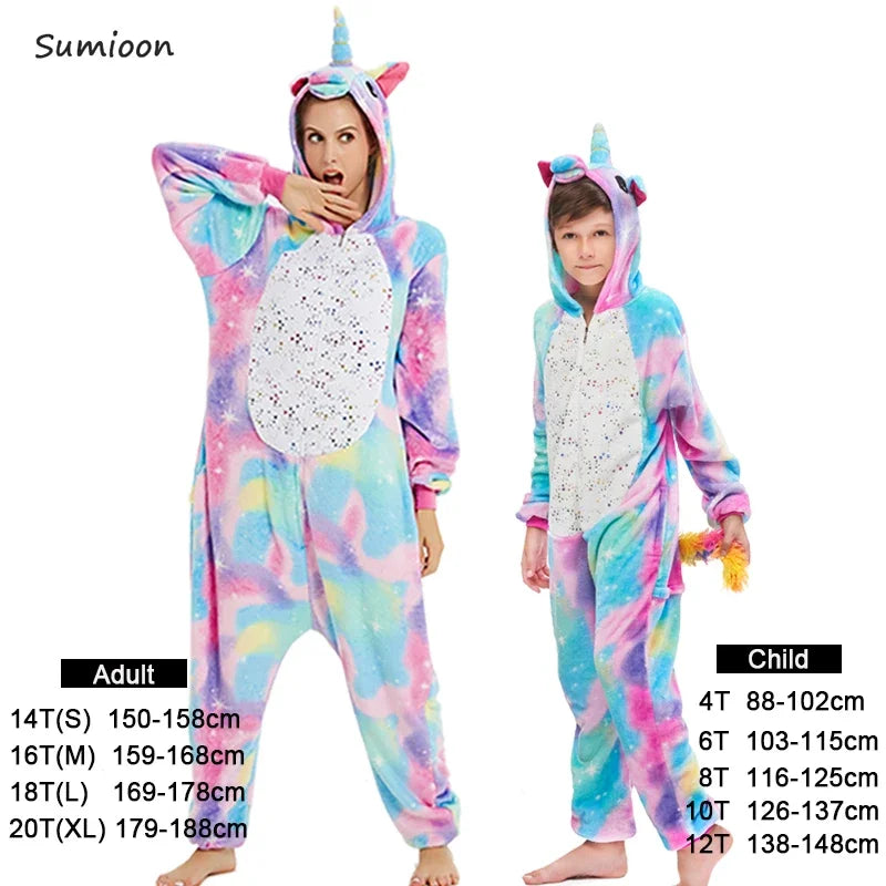 Kigurumi Unicorn Pajamas ‚Äì Kids‚Äô Animal Onesies for Boys & Girls, Warm Winter Homewear image