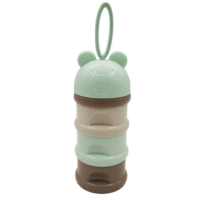 3 layer Frog Style Portable Baby Food Storage Box | Essential Kid's Food Container - Green image