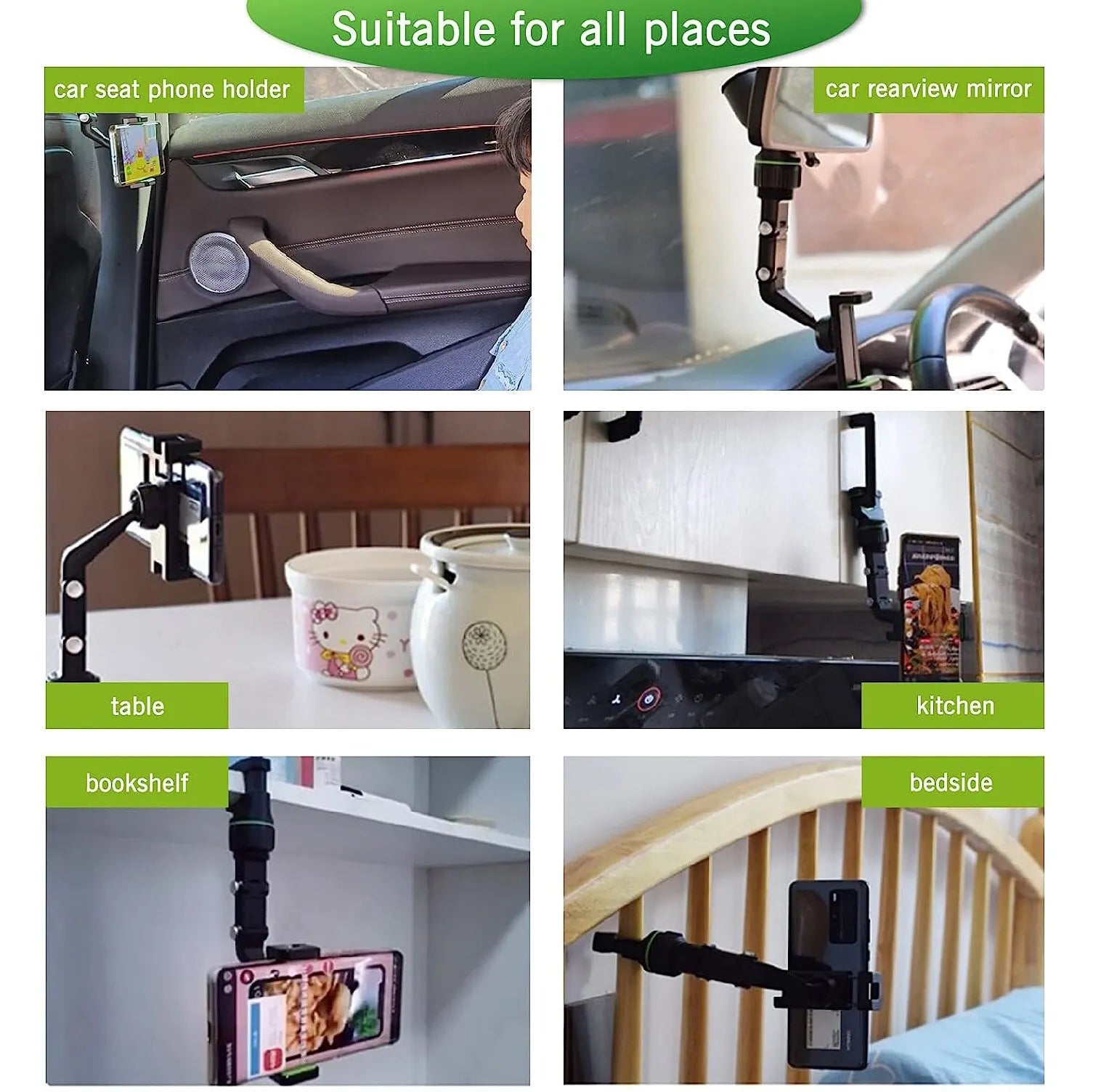360¬∞ Rotatable Rearview Mirror Phone Holder ‚Äì Retractable Car Phone Mount for All Vehicles image 5